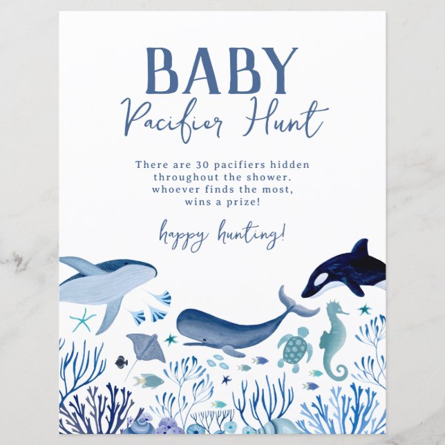 Under Sea Baby Shower Nappar Hunt Game (Framsida)