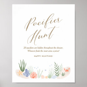 Under Sea Baby Shower Nappar Hunt Sign Poster