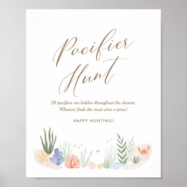 Under Sea Baby Shower Nappar Hunt Sign Poster (Framsidan)