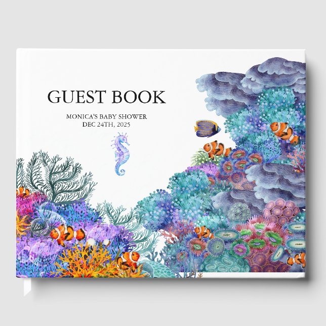 Under Sea Baby Shower Nautical Watercolor Gästböcker (Framsida)