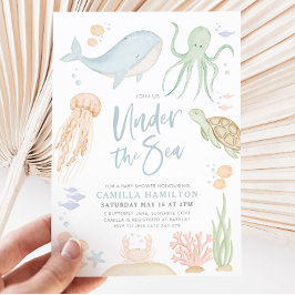 Under Sea Baby Shower Ocean Animals Boy Inbjudningar