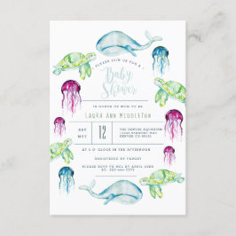 Under Sea Baby Shower Ocean Animals Watercolor Inbjudningar
