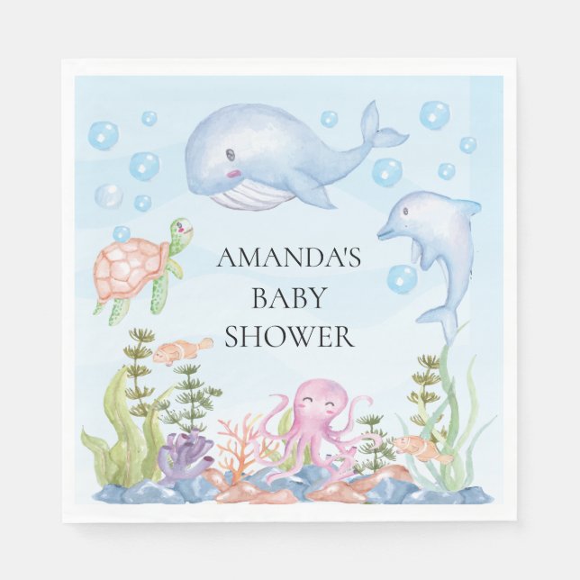 Under Sea Baby Shower Papper Napkins Pappersservett (Framsidan)