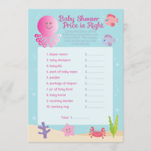 Under Sea Baby Shower Prisare spel i Rosa Inbjudningar