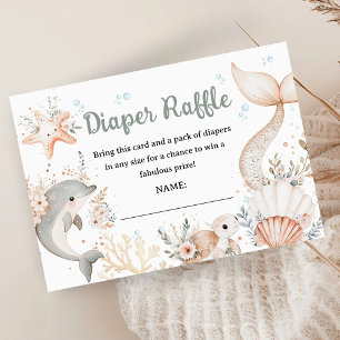 Under Sea Baby Shower Rosa Ocean Diaper Raffle Tilläggskort
