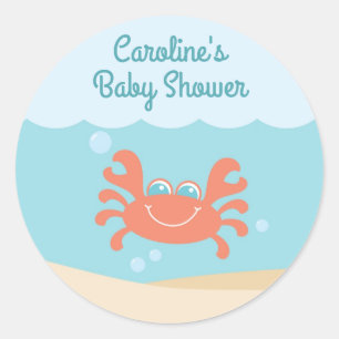 Under Sea Baby Shower Round Sticker Runt Klistermärke