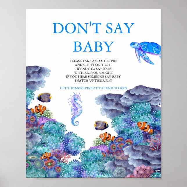 Under Sea Baby Shower, säg inte baby Poster (Framsidan)