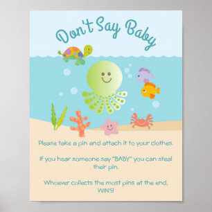 Under Sea Baby Shower, säg inte Baby-spel Poster