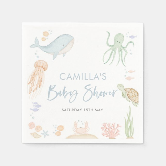 Under Sea Baby Shower Sea Animal Pappersservett (Framsidan)