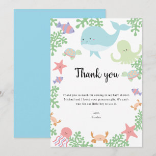 Under Sea Baby Shower - tack för Kawaii Pastel Kort
