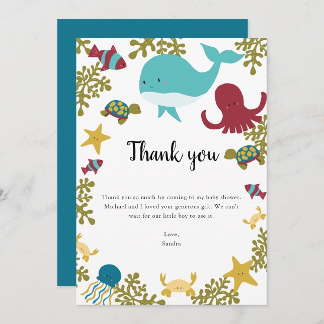 Under Sea Baby Shower - tack Kawaii (Fram/baksida)