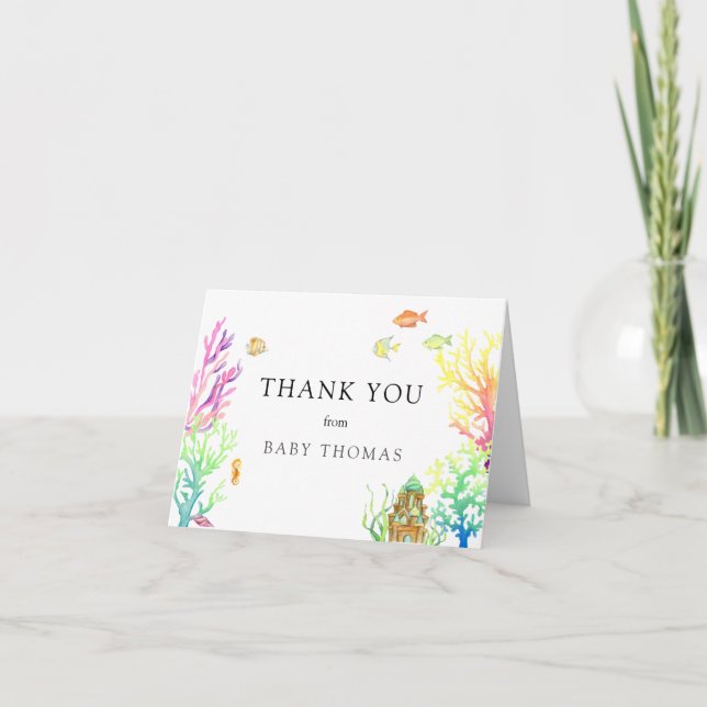 Under Sea Baby Shower-Tacken Tack Kort (Framsida)