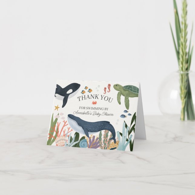 Under Sea Baby Shower tackkort (Framsida)