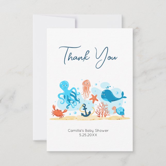 Under Sea Baby Shower tackkort Tack Kort (Framsida)