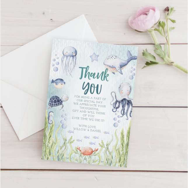 Under Sea Baby Shower tackkort Tack Kort (Under The Sea Baby Shower Thank You Card)