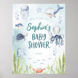 Under Sea Baby Shower Välkommen Sign Poster