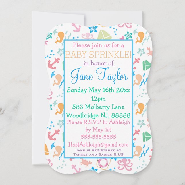 Under Sea Baby Sprinkle Inbjudningar (Framsida)