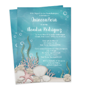 Under Sea (Bajo el mar) Quinceañera-inbjudan Inbjudningar