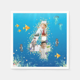 Under Sea Big 4e födelsedagen Photo Collage Pappersservett