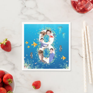 Under Sea Big 8th Birthday Photo Collage Pappersservett