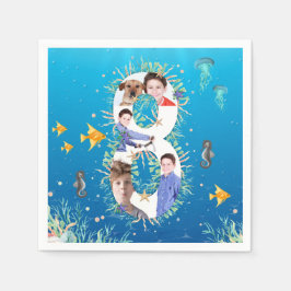 Under Sea Big 8th Birthday Photo Collage Pappersservett