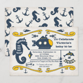 Under Sea Biljett Nautical Baby Shower Inbjudningar