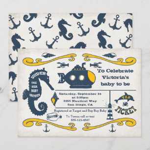Under Sea Biljett Nautical Baby Shower Inbjudningar