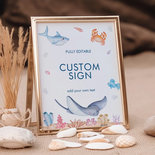 Under Sea Birthday Anpassningsbar Sign, Sea Sign Poster (Skapare uppladdad)