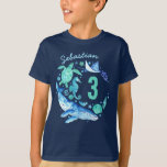 Under Sea Birthday Boy T Shirt<br><div class="desc">En design för en undervattenspojke under firande för din födelsedagspojke med handmålade vattenfärgade havslevande varelser som val,  sköldpaddor,  maneter och havshästar! Se hela matchande party-samling.</div>