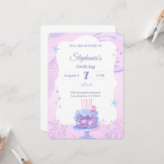 Under Sea Birthday Girl’s 7:e Ocean Theme Inbjudningar