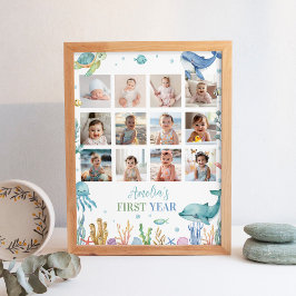 Under Sea Birthday Photo Milestone Sign Poster