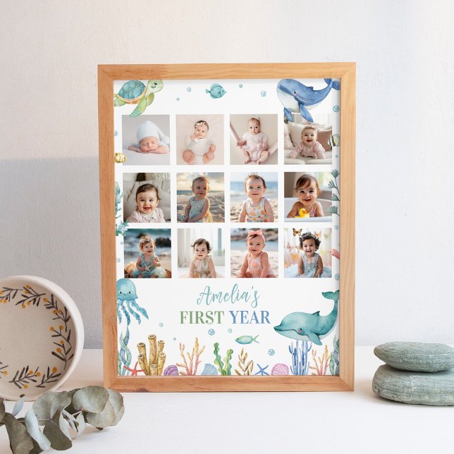 Under Sea Birthday Photo Milestone Sign Poster (Skapare uppladdad)