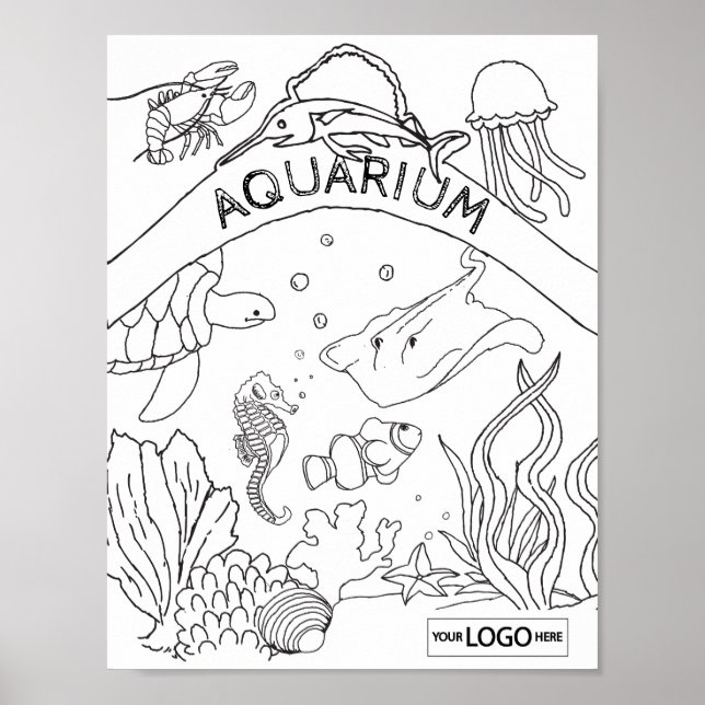 Under Sea Birthday Sea Life Art Coloring Art Poster (Framsidan)