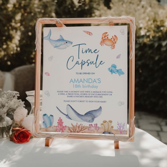 Under Sea Birthday Time Capsule Sign Poster (Skapare uppladdad)