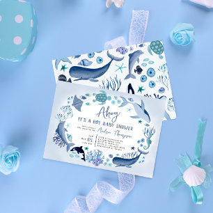 Under Sea Blue Ahoy är det en pojkvän-babyskor Inbjudningar