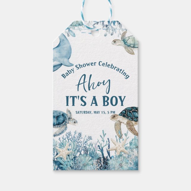 Under Sea Blue Ahoy är det en pojkvän-babyskor Presentetikett (Framsidan)