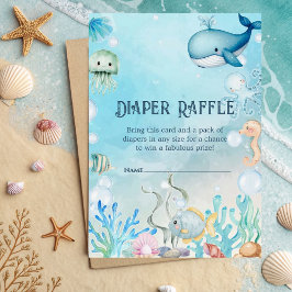 Under Sea Blue Boy Baby Shower Diaper Raffle Tilläggskort