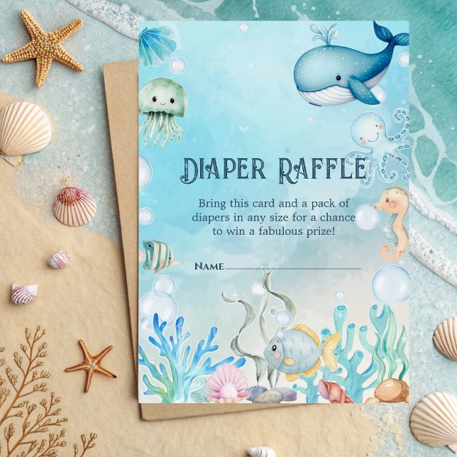 Under Sea Blue Boy Baby Shower Diaper Raffle Tilläggskort (Skapare uppladdad)
