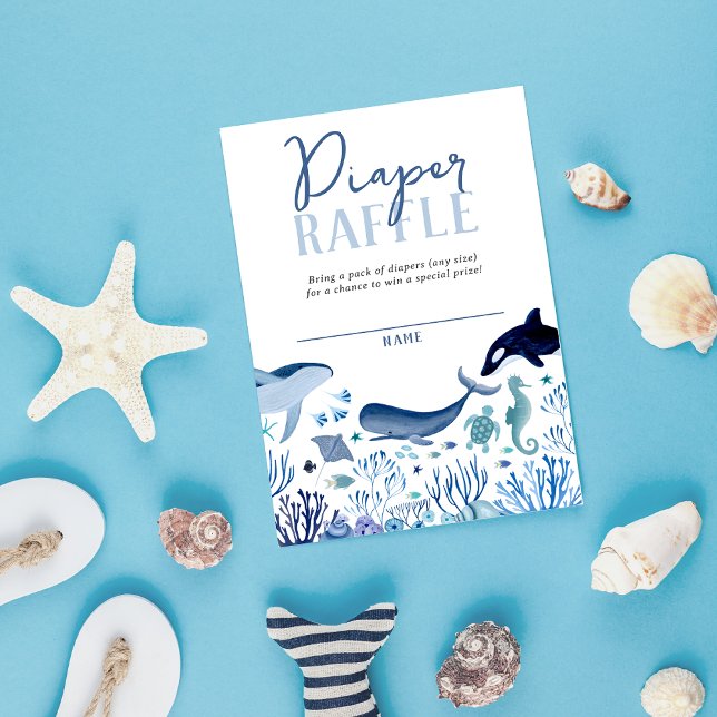 Under Sea Blue Boy Diaper Raffle Tilläggskort (Skapare uppladdad)