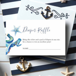 Under Sea Blue Diaper Raffle Inbjudan-inneslutning Tilläggskort