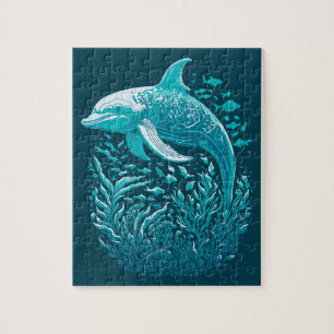 Under Sea Blue Dolphin Pussel