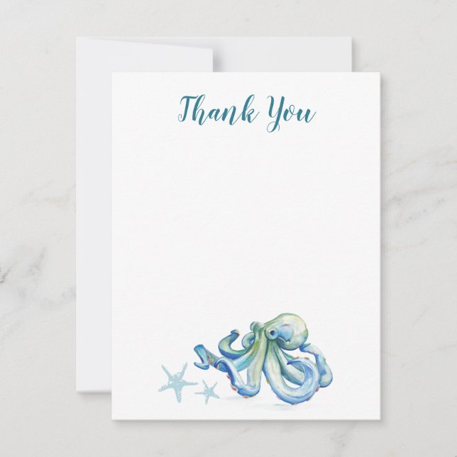 Under Sea Blue Watercolor Octopus Tack (Framsida)