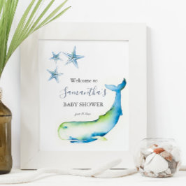 Under Sea Blue Whale Baby Shower Poster