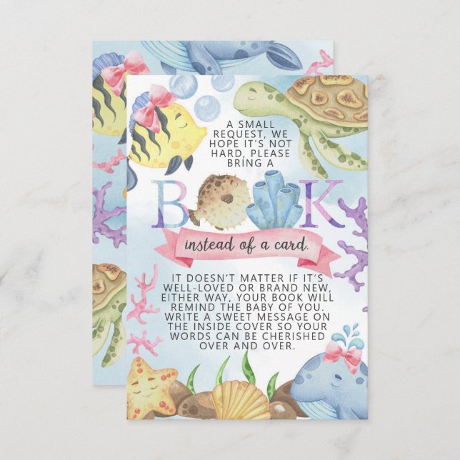 Under Sea Bokar for Baby Request Card Insert Inbjudningar (Fram/baksida)