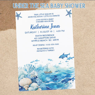 Under Sea Boy Baby Shower Inbjudningar