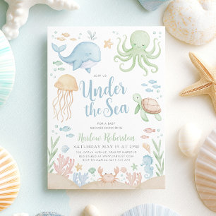 Under Sea Boy Baby Shower Inbjudningar
