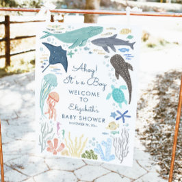 Under Sea Boy Baby Shower Välkomstskylt Poster