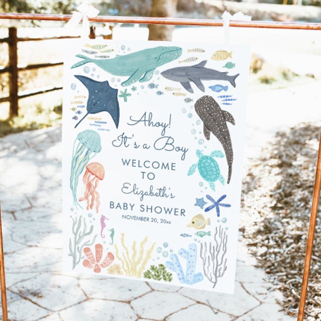 Under Sea Boy Baby Shower Välkomstskylt Poster (Skapare uppladdad)
