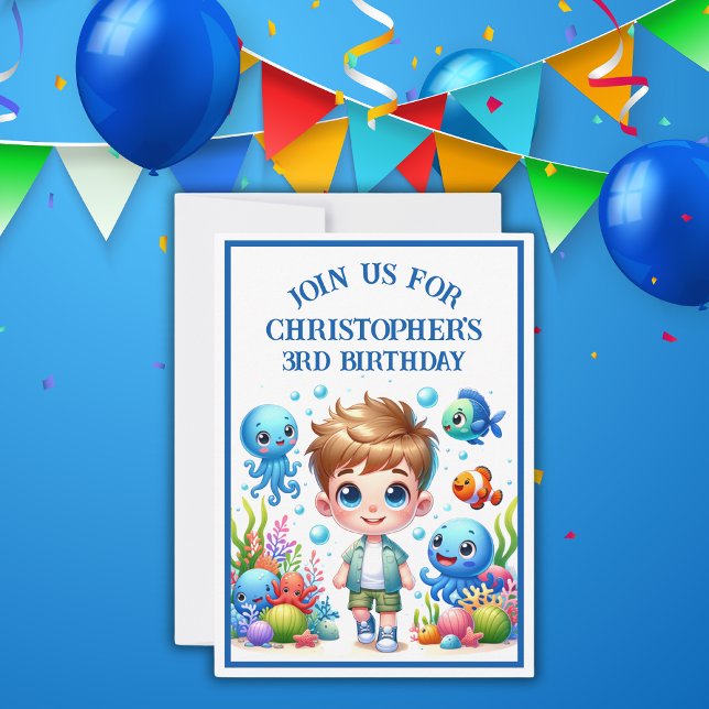Under Sea Boy Birthday | Inbjudningar (Skapare uppladdad)