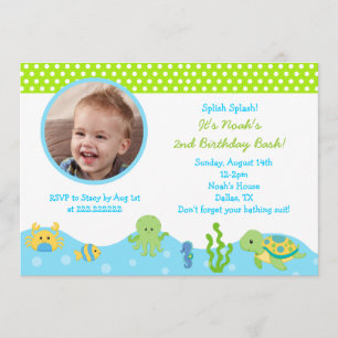 Under Sea Boy Foto Birthday-inbjudan Inbjudningar